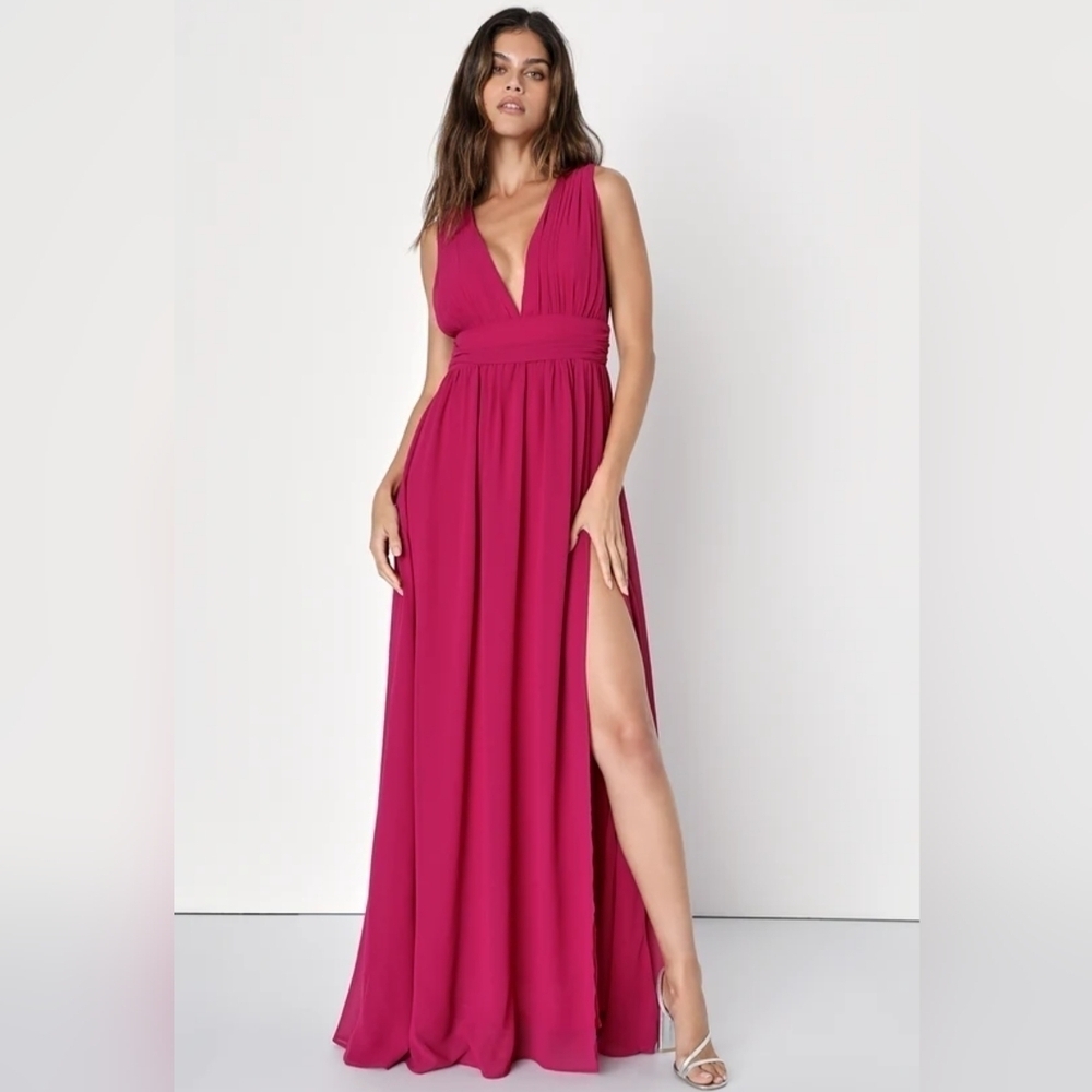 NWOT Lulu's Magenta Maxi Dress Size XL=14/16